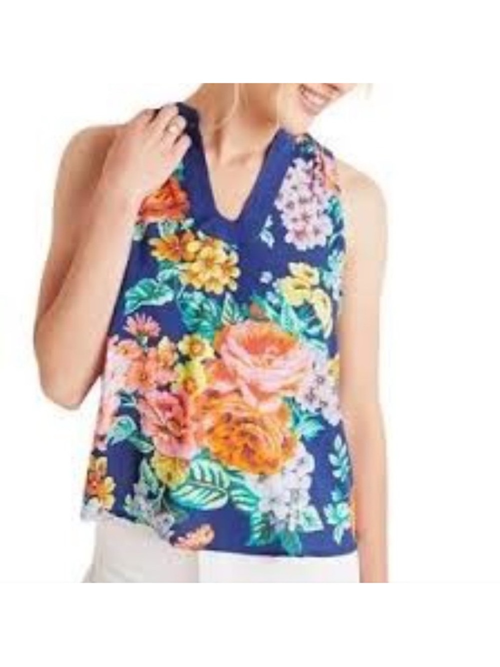 Maeve by Anthropologie blue floral sleeveless blouse size 12 NWT